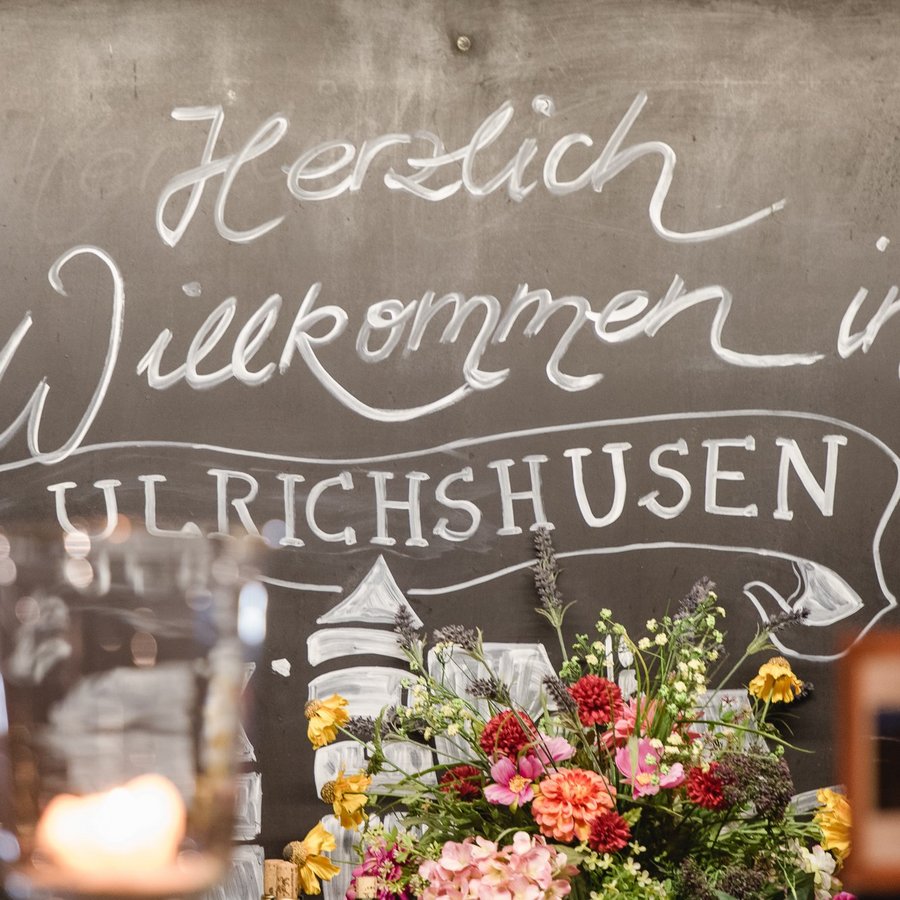 Willkommensschild in Ulrichshusen, Mecklenburg Vorpommern