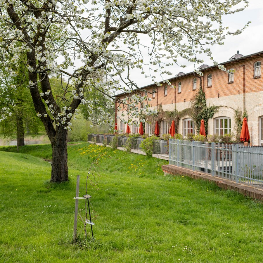 Terassenhaus auf dem Gut Ulrichshusen Blick auf die Terassen der Ferienwohnungen im Terassenhaus auf dem Gut Ulrichshusen, Mecklenburg Vorpommern